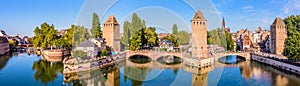 Panoramic view of the Ponts Couverts in Strasbourg, France