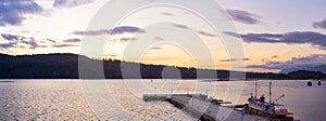 Panoramic view of Port Alberni dock in Vancouver Island, BC, Can