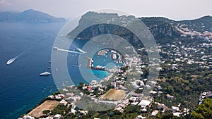 Panoramic view of port on Capri Island