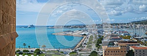 Panoramic view of the port of the city of Palma de Mallorca, Illes Balears, Spain