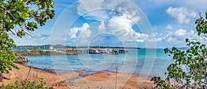 Panoramic view of the port and dock of Thursday Island, Australia.