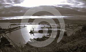 Panoramic view of the port of Gijon