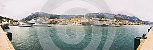 Panoramic view of the Port Hercule in the center of the Principality of Monaco