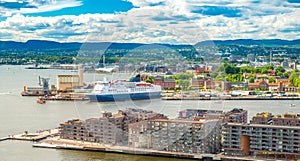 Panoramic view of the port of Oslo, Norway