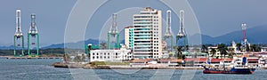 Panoramic view of a port in Panama