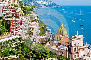 Panoramic view of Positano at Amalfi coast in Southern Italy