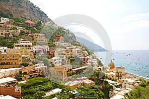 Panoramic view of Positano village, Amalfi Coast, Italy