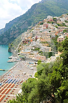 Panoramic view of Positano village, Amalfi Coast, Italy