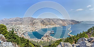 Panoramic view of Pothia capital of Kalymnos island in Dodecanese Greece