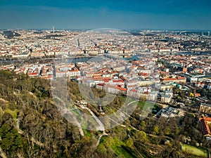 Panoramic view on Prague above Kinskeho Garden