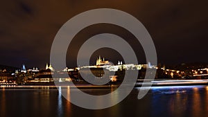 A panoramic view Prague Castle, the Charles Bridge and the Vltava River in the beautiful city of Prague, Czech Republic - Europe.