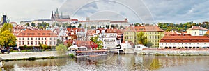 Panoramic view of Prague Castle, Czech Republic, on the shore of Vltava