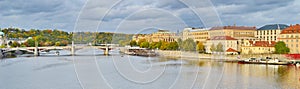 Panoramic view of Prague, Czech Republic, on the shore of Vltava