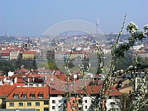 Panoramic view of prague, television tower