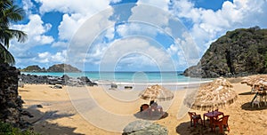 Panoramic view of Praia do Cachorro Beach at Vila dos Remedios - Fernando de Noronha, Pernambuco, Brazil