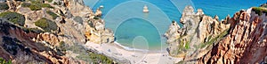 Panoramic view on Praia do Camillo in Lagos Portugal