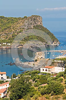 Panoramic view of Praia a Mare. Calabria. Italy. photo