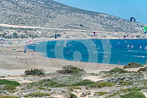 Panoramic view of Prasonisi cape, Rhodes island