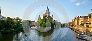 Panoramic View Of Protestant New Temple Temple Neuf Church Island at Metz France