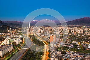 Panoramic view of Providencia and Las Condes districts in Santiago