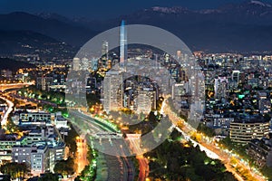 Panoramic view of Providencia and Las Condes districts, Santiago