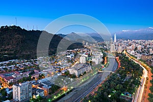 Panoramic view of Providencia and Las Condes districts in Santiago de Chile photo