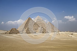 Panoramic view of pyramids from the Giza Plateau