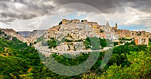 Panoramic view of Ragusa medieval town in Sicily photo