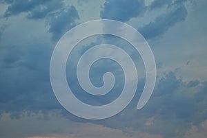 Panoramic view of rain clouds in the evening sky