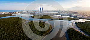 Panoramic view of Ras al Khaimah over mangrove forest in the UAE photo