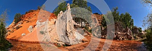 Panoramic view. Red dune and red sand pattern at Fairy Stream. Mui Ne, Vietnam