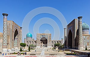 Panoramic view of Registan square - Samarkand, Uzbekistan