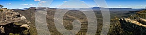 Panoramic view from Reid`s Lookout and the balconies, The Grampians, Victoria, Australia,