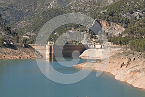 Panoramic view of reservoir of Tranco at half of its capacity photo
