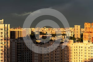 Panoramic view of the residential areas of Moscow