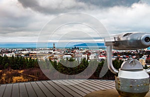 Panoramic view of Reykjavik from observation deck