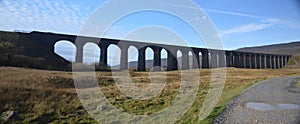 Panoramic view of the Ribblehead Viaduct