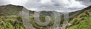 Panoramic view of Rimutaka Hill Road, Wairarapa, New Zealand