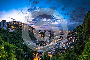 Panoramic View of Rio de Janeiro Slums at Night