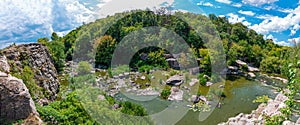 Panoramic view of the river and canyon from above. Buki, Cherkasy region, Ukraine