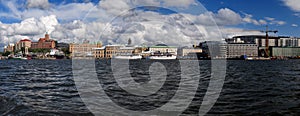 Panoramic View From River Gota Alv To The Harbour Lilla Bommen In Goteborg photo
