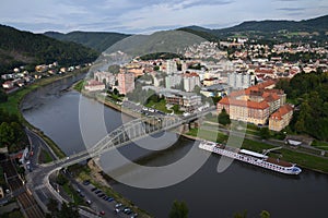 Panoramic view of the river Labe in Decin, Czech Republic