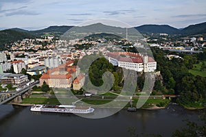Panoramic view of the river Labe in Decin