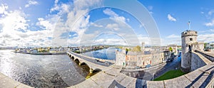 Panoramic view on river Shannon and Thomond bridge