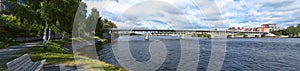 Panoramic view of river SkellefteÃ¤lven in Skelleftea, Sweden photo