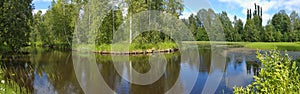 Panoramic view of river SkellefteÃ¤lven in Skelleftea, Sweden photo