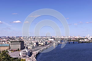 Panoramic view of the river station and Postal square in Podil district in Kyiv