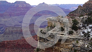 Panoramic view of the river valley and red rocks. Grand Canyon National Park with Colorado river in Arizona, USA