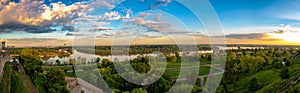 Panoramic view of the  rivers Sava and Danube in Belgrade