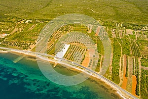 Panoramic view on road next to Adriatic sea, in Dalmatia, Croatia